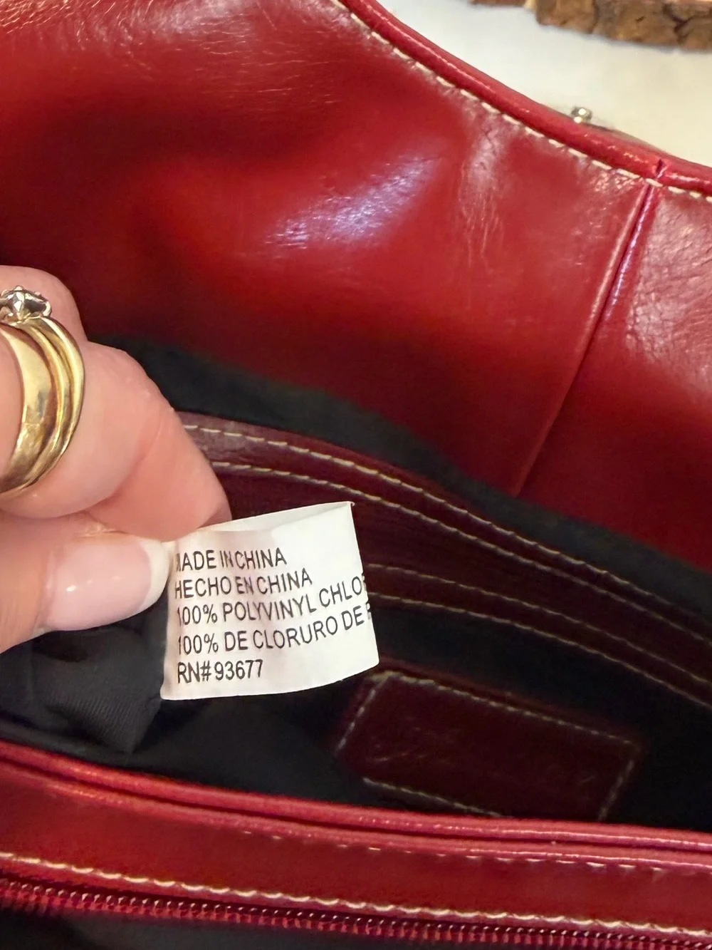 St. John’s‎ Bay Red Faux Leather Studded Shoulder Bag Silver Hardware Hobo